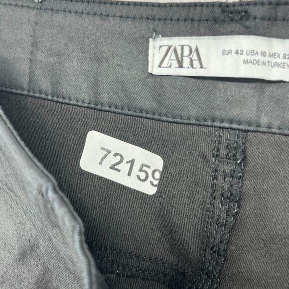 ZARA Jeans Womens 10 Slouchy Wax Coated Jeans Tapered Trouser Cotton Blend Black - Picture 16 of 16